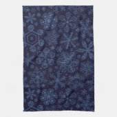 青い雪の上の青 キッチンタオル (縦)