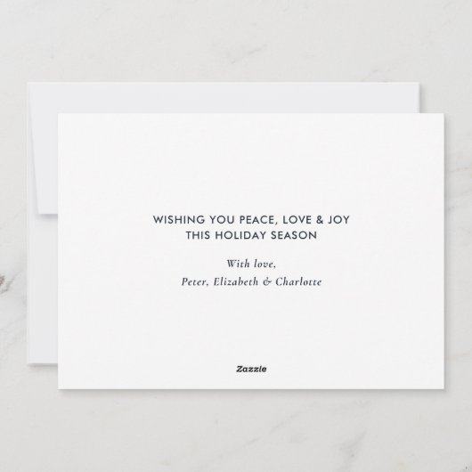 青い雪の信じ中の魔法フォトホリデーカード シーズンカード (裏面)