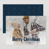 青い雪の写真メリークリスマスカード シーズンカード (正面/裏面)