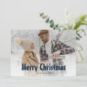 青い雪の写真メリークリスマスカード シーズンカード (スタンド正面)