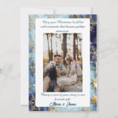 青い雪の格子縞の肖像写真　クリスマスホリデー シーズンカード (正面)