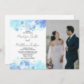 青い雪の結婚式招待状と写真 招待状 (正面/裏面)
