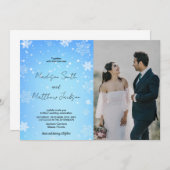 青い雪の結婚式招待状と写真 招待状 (正面/裏面)