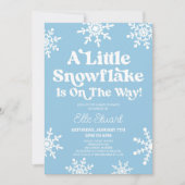 青い雪の結晶が出てる!赤ちゃんシャワー 招待状 (正面)