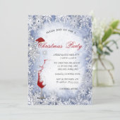 青い雪の結晶とガラス、企業のクリスマスパーティー 招待状 (スタンド正面)
