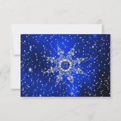 青い雪の結晶のクリスマスパーティー出欠確認 出欠カード (裏面)
