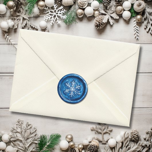 青い雪の結晶のクリスマス偽ワックス ラウンドシール