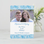 青い雪の結晶のクリスマス写真テンプレート シーズンカード (スタンド正面)