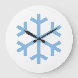 青い雪の結晶のクリスマス大きな時計 ラージ壁時計