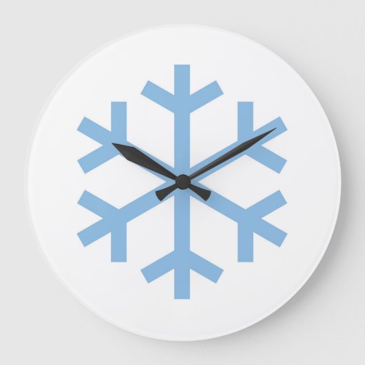 青い雪の結晶のクリスマス大きな時計 ラージ壁時計 (正面)