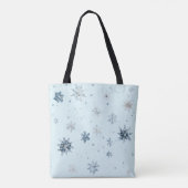 青い雪の結晶のクリスマス トートバッグ (裏面)