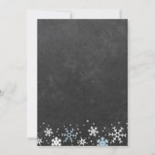 青い雪の結晶のホワイトボード 男の子ベイビーシャワー 招待状 (裏面)