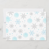 青い雪の結晶の写真 1歳の誕生日お礼カード 招待状 (裏面)