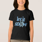 青い雪の結晶の冬の不思議な国 LET IT SNOW トライブレンドTシャツ (正面)