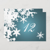 青い雪の結晶の冬の結婚式のテーブル席札 ポストカード (正面/裏面)
