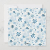 青い雪の結晶の広場 水彩画 家族写真 シーズンカード (裏面)