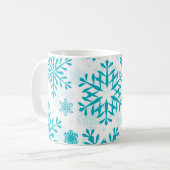青い雪の結晶の模様 コーヒーマグカップ (正面左)