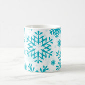 青い雪の結晶の模様 コーヒーマグカップ (中央)