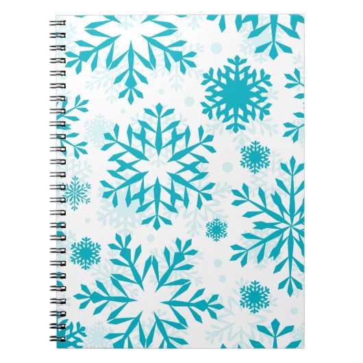 青い雪の結晶の模様 ノートブック (正面)