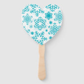 青い雪の結晶の模様 ハンドファン (正面)