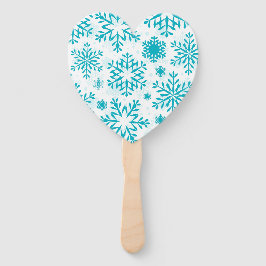 青い雪の結晶の模様 ハンドファン