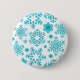 青い雪の結晶の模様 缶バッジ