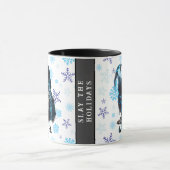 青い雪の結晶の死神ホラーおもしろいクリスマス マグカップ (中央)