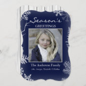 青い雪の結晶の素朴な木のホリデーシーズン シーズンカード (正面/裏面)