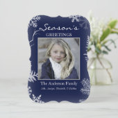 青い雪の結晶の素朴な木のホリデーシーズン シーズンカード (スタンド正面)