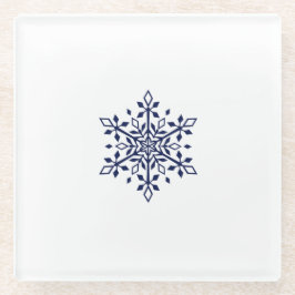 青い雪の結晶を持つコースター ガラスコースター