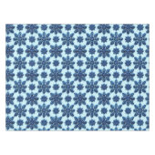 青い雪の結晶模様の背景 テーブルクロス (正面(横))