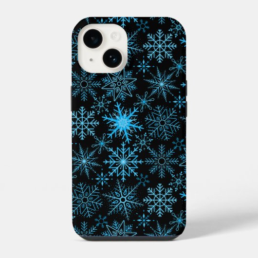 青い雪の結晶模様 iPhoneケース (裏面)