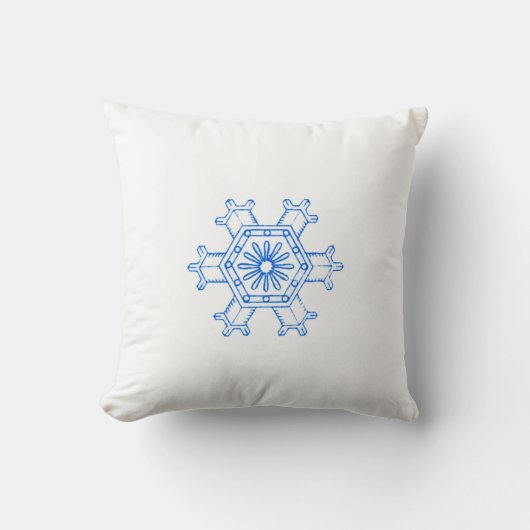 青い雪の結晶 クッション (正面)