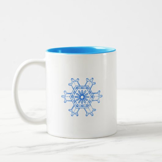 青い雪の結晶 ツートーンマグカップ (左)