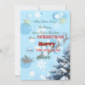 青い雪の結晶、トナカイのシルエット、冬の訪れ シーズンカード (正面)