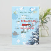 青い雪の結晶、トナカイのシルエット、冬の訪れ シーズンカード (スタンド正面)