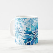 青い雪の結晶 冬の魔法のいぼ  コーヒーマグカップ (正面左)