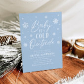 青い雪の結晶 赤ちゃんが産まれますよ 外は寒いよ ベビーシャワー 招待状