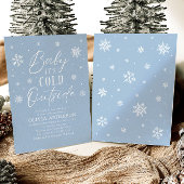 青い雪の結晶 赤ちゃんが産まれますよ 外は寒いよ ベビーシャワー 招待状
