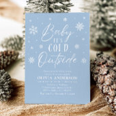 青い雪の結晶 赤ちゃんが産まれますよ 外は寒いよ ベビーシャワー 招待状