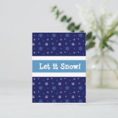 青い雪の結晶 「Let it snow」 ポストカード (スタンド正面)