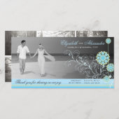 青い雪の花の渦巻き冬の結婚式ありがとう サンキューカード (正面/裏面)