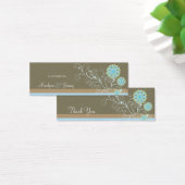 青い雪の花の渦巻き冬の結婚式メッセージカード (デスク)
