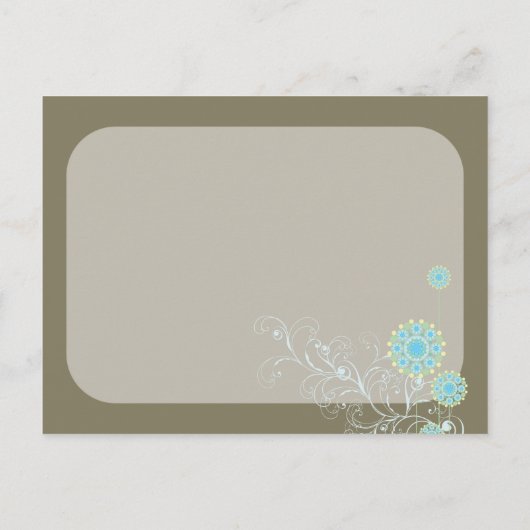 青い雪の花の渦巻き結婚式の日付を保存 案内ポストカード (裏面)