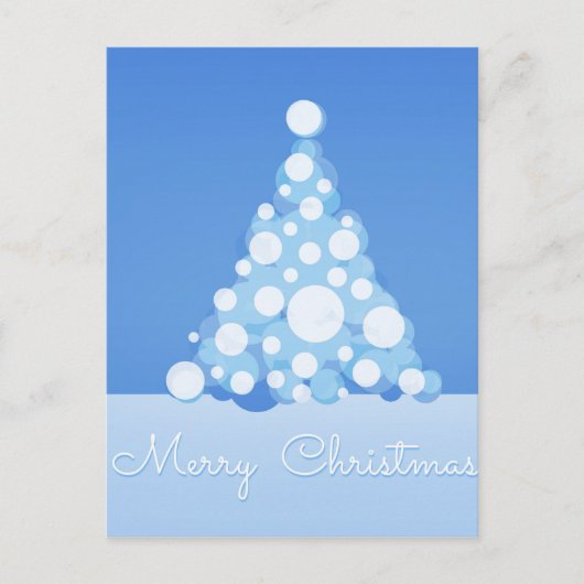青い雪エレガント星ボールツリーメリークリスマス シーズンポストカード (正面)
