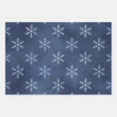 青い雪エレガント片 |クリスマス・ホリデー ラッピングペーパーシート (正面3)