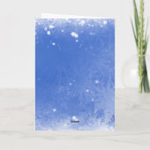 青い雪モダン片ファミリー写真クリスマス カード (裏面)