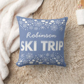 青い雪片のスキー旅行の枕 クッション (ブランケット)