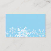 青い雪片のベビーシャワーのおむつのラッフルのチケット エンクロージャーカード (裏面)