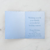 青い雪片の休日の挨拶状 シーズンカード (内部)